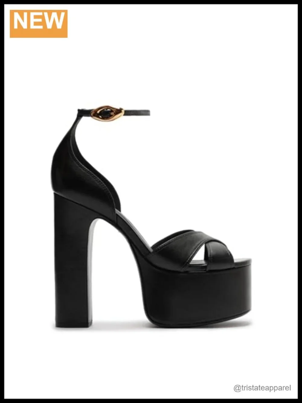 Platform Block Heel Sandal Leather Ankle Strap Evening Party